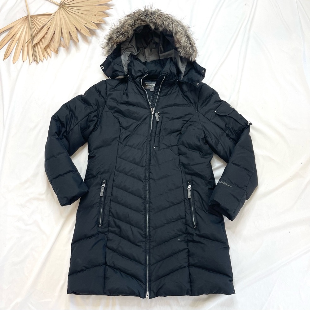 Eddie Bauer Sun Valley Black Down Filled Parka Puffer Jacket Coat Size Large